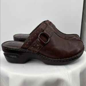 Born Brown Leather Clogs, Size 7